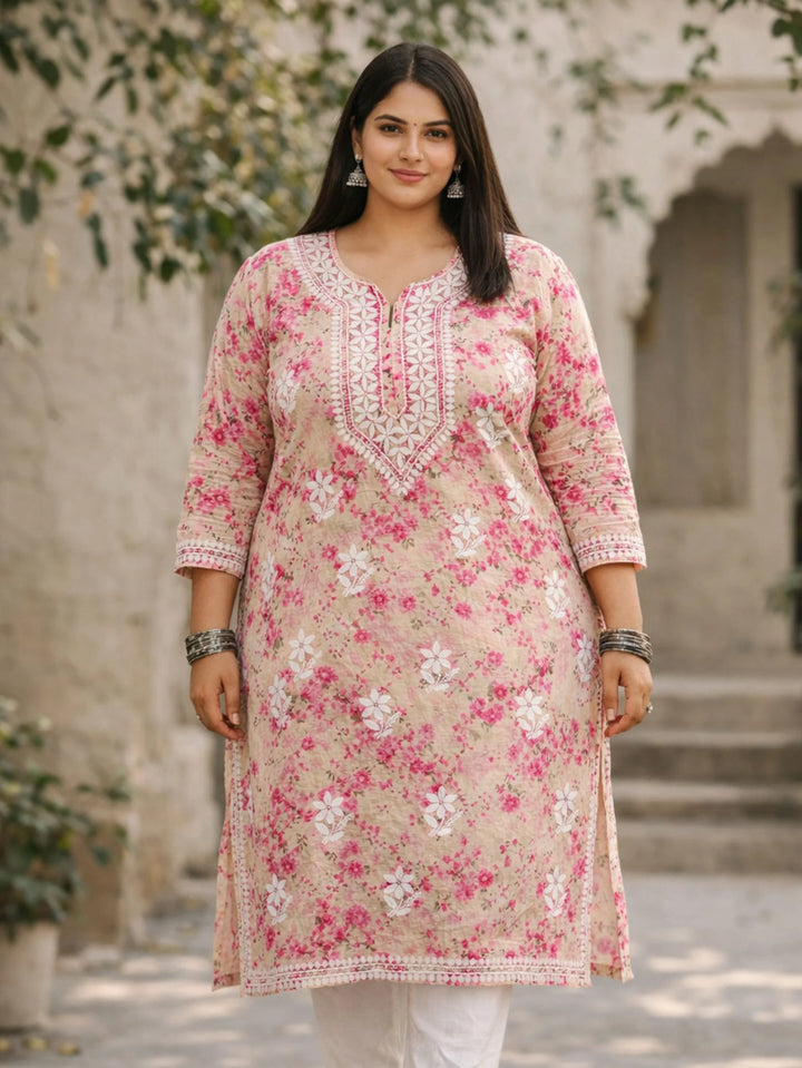 Nisha Pink Mul Kurta