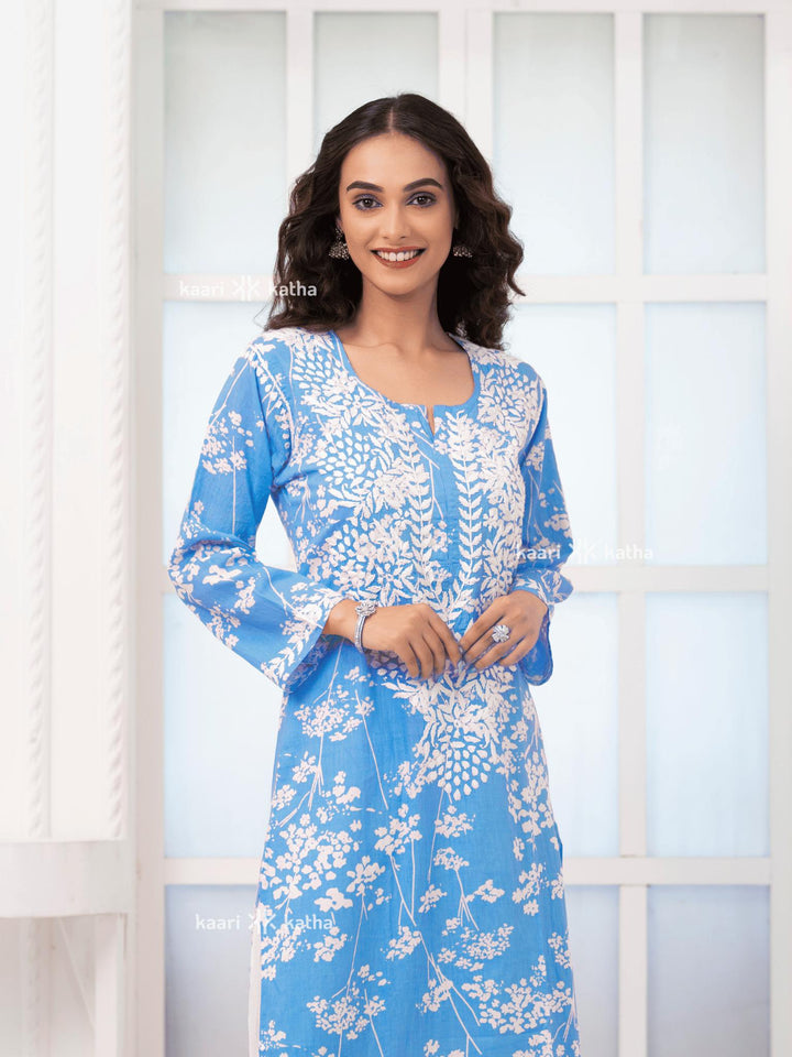 Breezy Dark Blue Mul Kurta