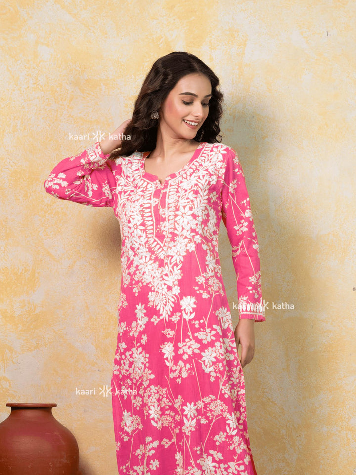 Breezy Hot Pink Mul Kurta
