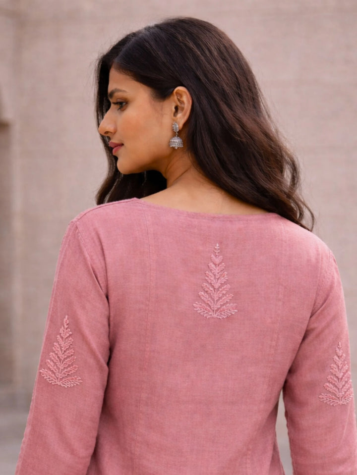 Soha Dusty Pink Muslin Kurti