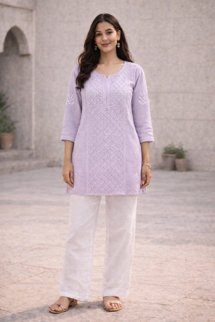 Soha Lavender Muslin Kurti