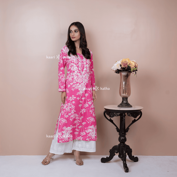 Breezy Hot Pink Mul Kurta
