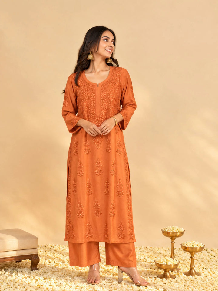 Meera Orange Muslin Kurta