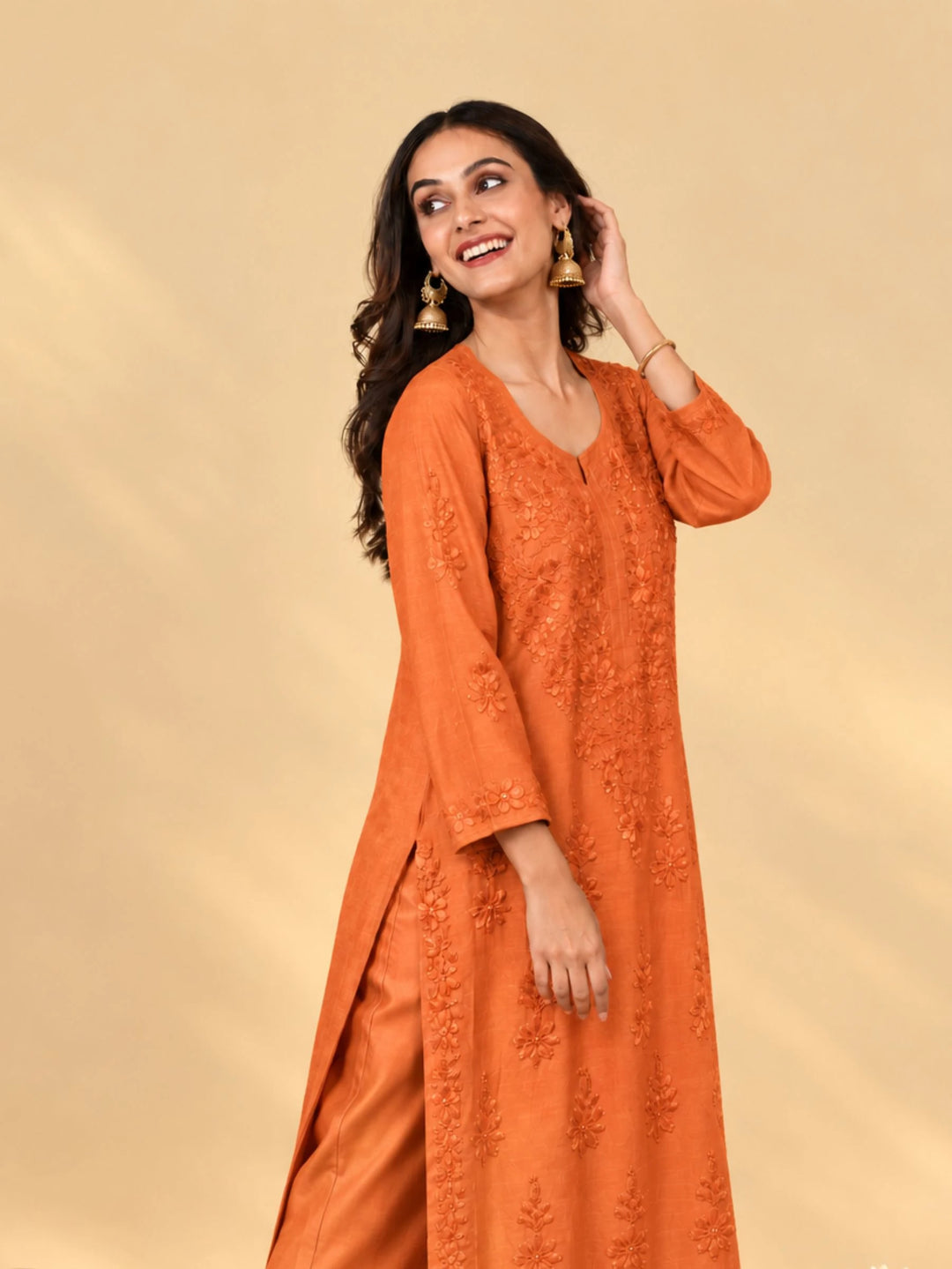 Meera Orange Muslin Kurta