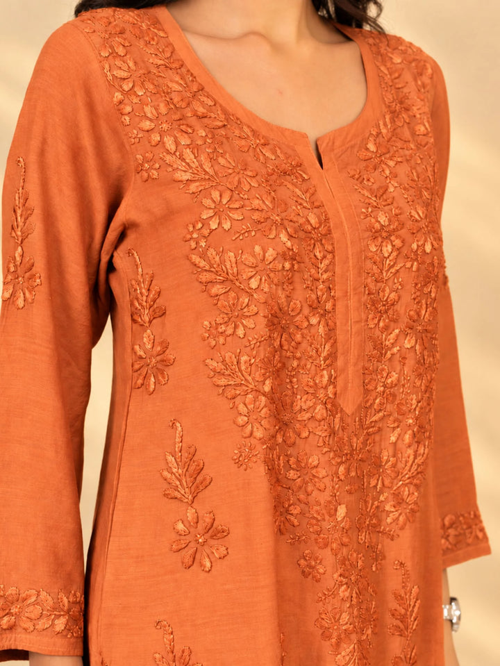 Meera Orange Muslin Kurta