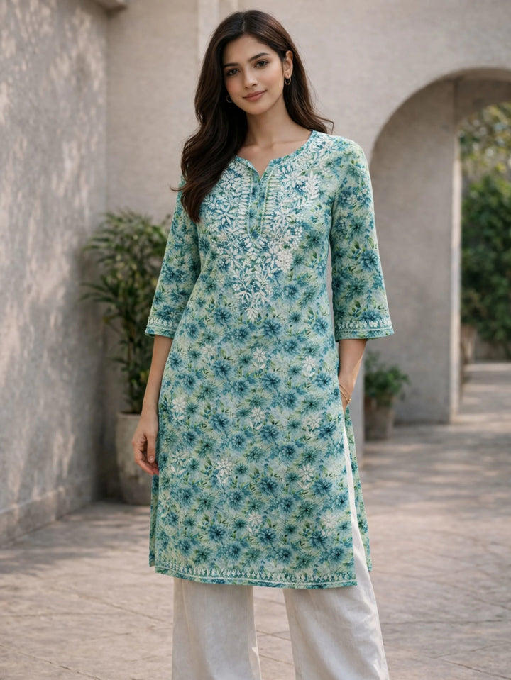 Chahat Green Mul Kurta
