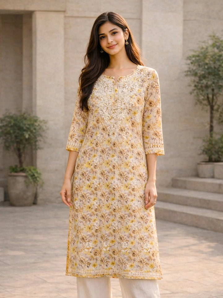 Chahat Yellow Mul Kurta