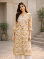 Chahat Yellow Mul Kurta