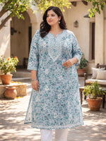 Nisha Blue Mul Kurta