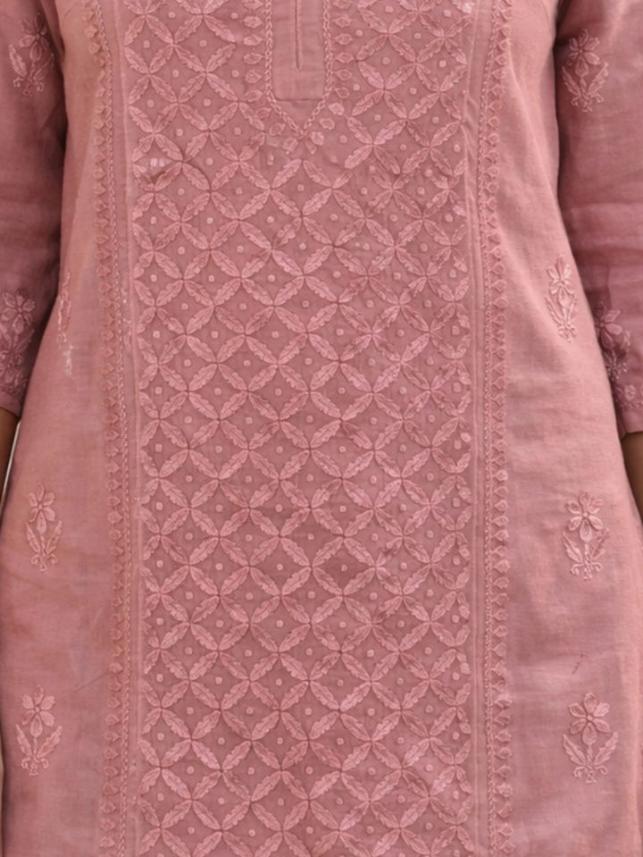 Soha Dusty Pink Muslin Kurti