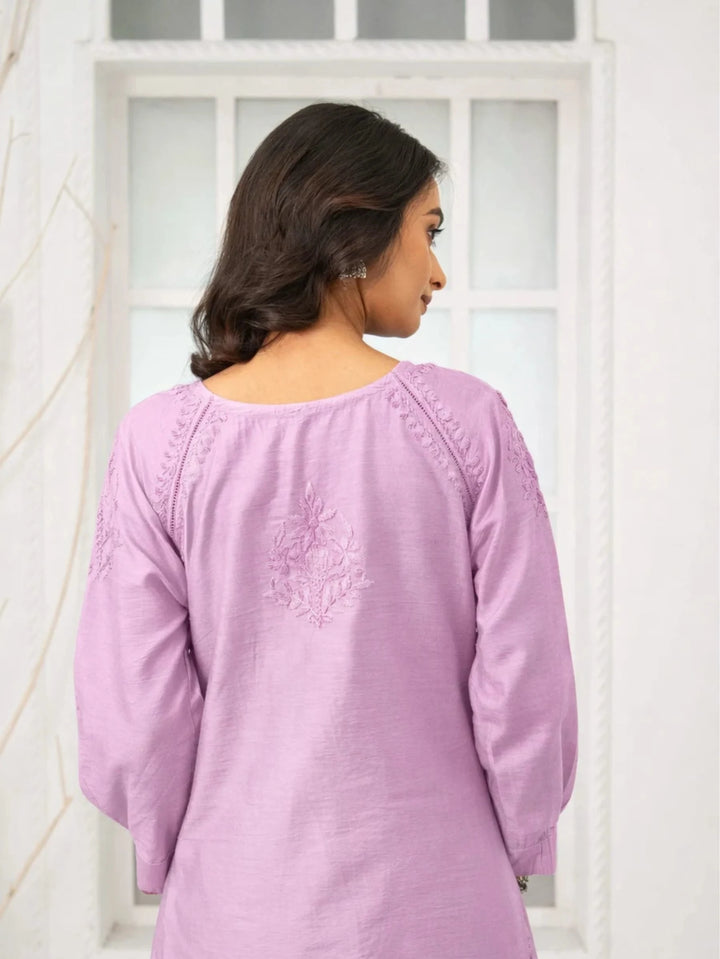 Roshni Purple Chanderi Kurta