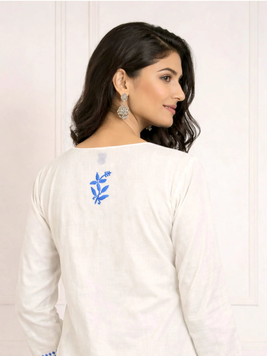 Zainab White-Blue Rayon Kurta Set