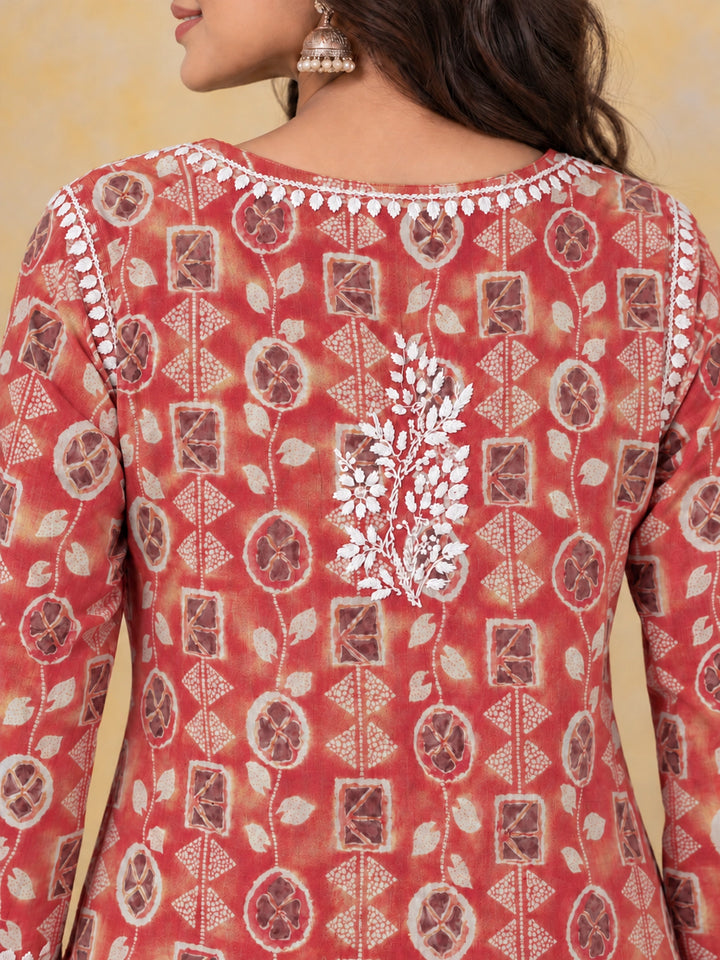 Ada Red Mul Kurta