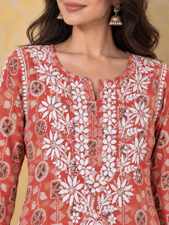 Ada Red Mul Kurta