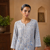 Bloom Grey Mul Kurta