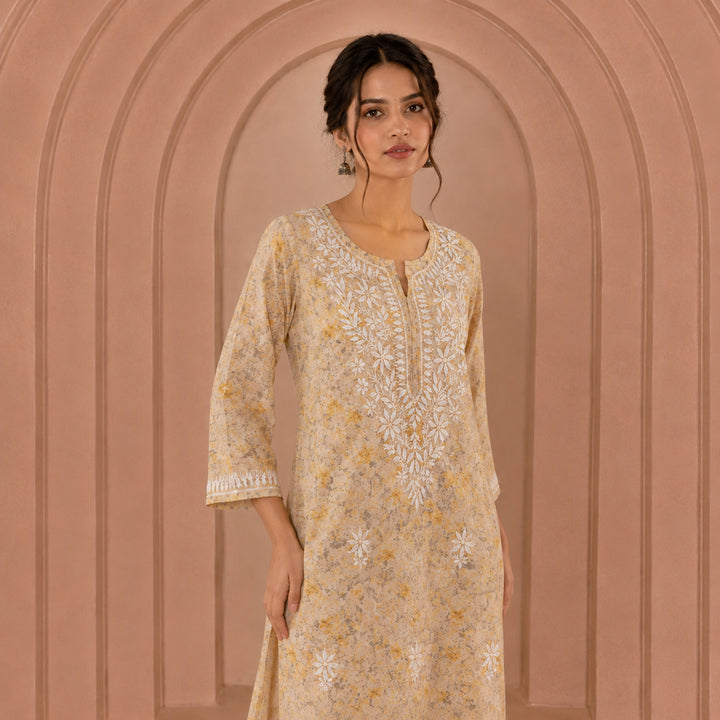 Bloom Yellow Mul Kurta