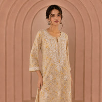 Bloom Yellow Mul Kurta