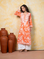 Breezy Orange Mul Kurta