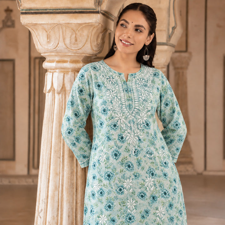 Chahat Green Mul Kurta