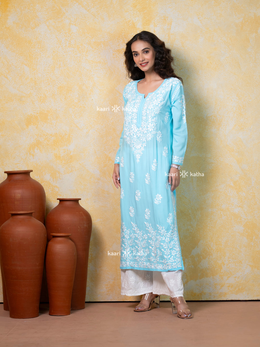 Fiza Sky Blue Modal Kurta