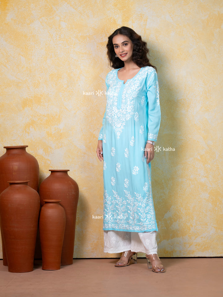 Fiza Sky Blue Modal Kurta