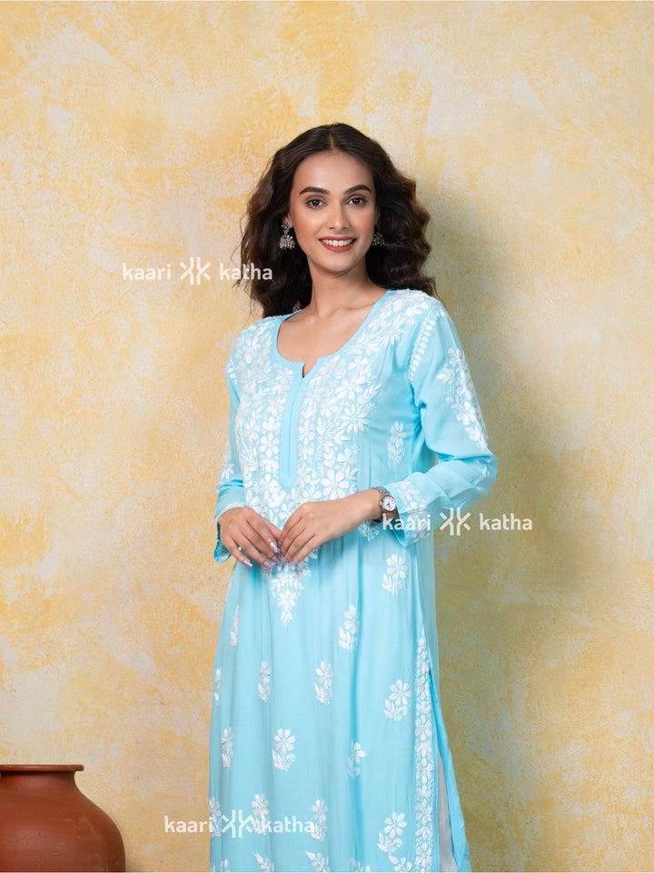 Fiza Sky Blue Modal Kurta