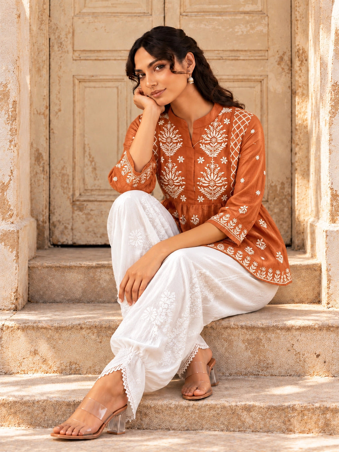 Zoya Orange Chanderi Kurta