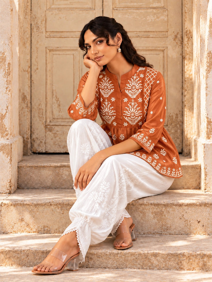 Zoya Orange Chanderi Kurta