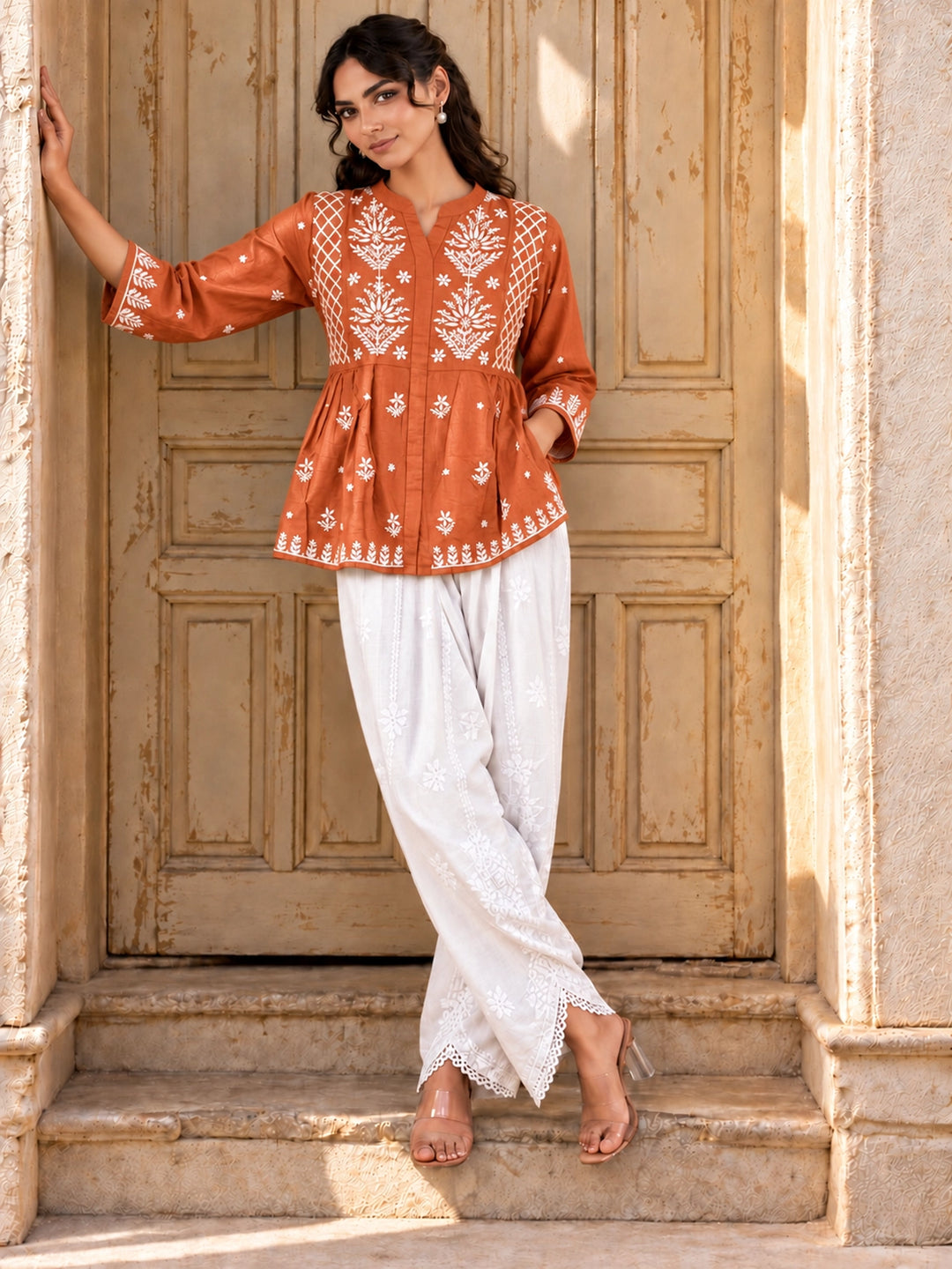 Zoya Orange Chanderi Kurta