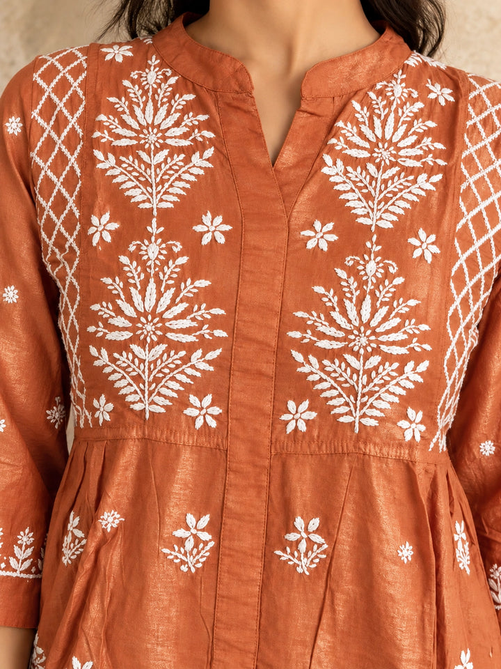 Zoya Orange Chanderi Kurta