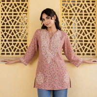 Inaya Coral Pink Mul Kurta