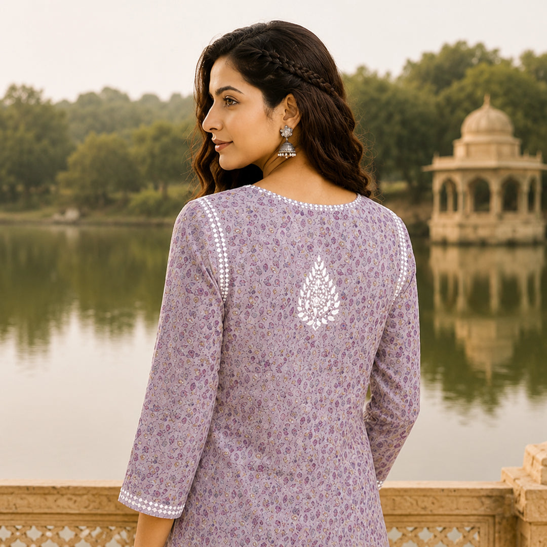 Inaya Lavender Mul Kurta