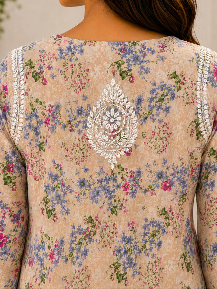 Khushboo Beige Mul Kurta