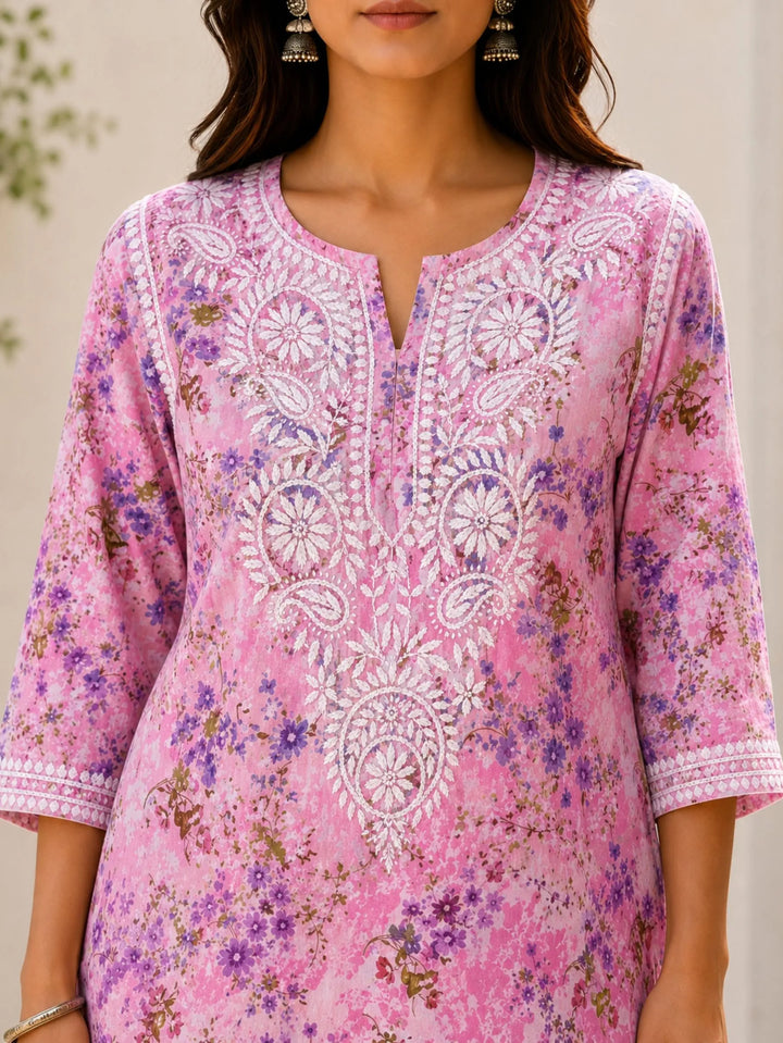 Khushboo Purple Mul Kurta
