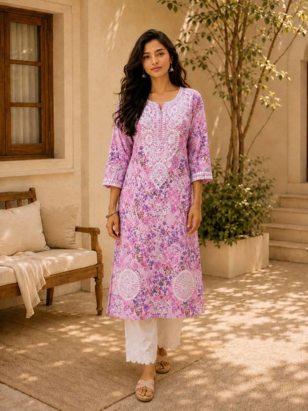 Khushboo Purple Mul Kurta