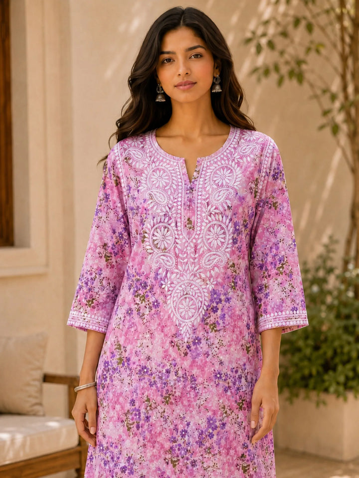 Khushboo Purple Mul Kurta