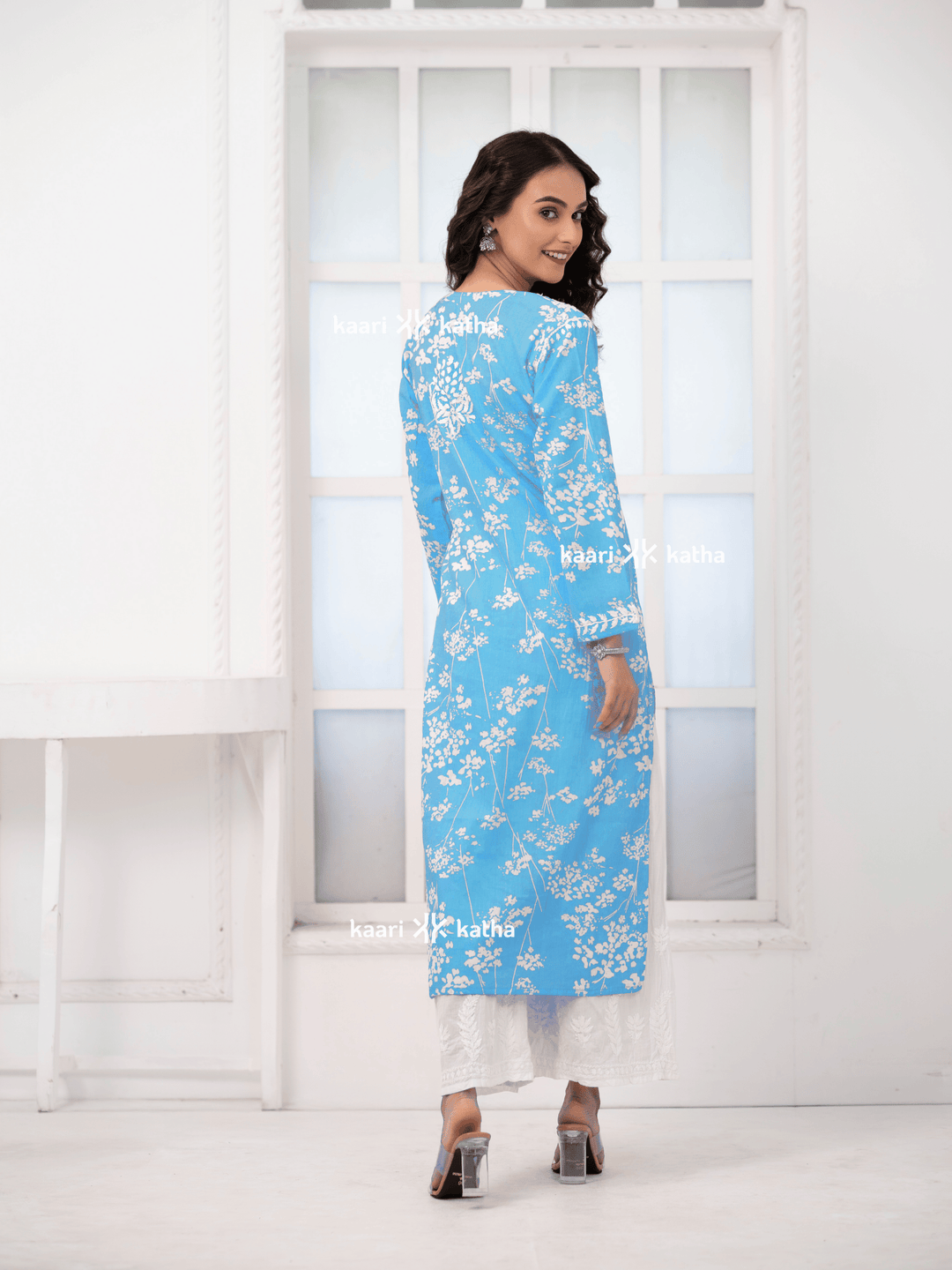 Breezy Aqua Blue Mul Kurta