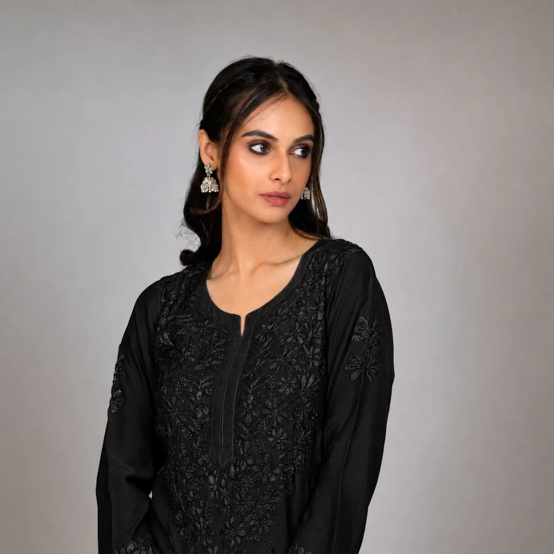 Meera Black Muslin Kurta