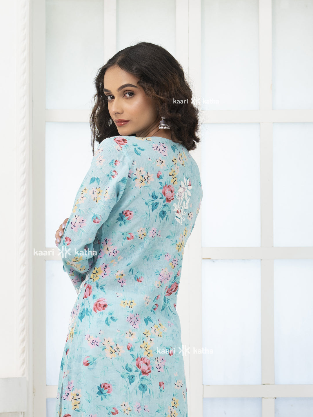 Mehek Sky Blue Mul Kurta