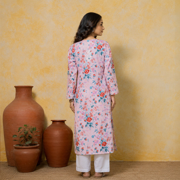 Mehek Baby Pink Mul Kurta