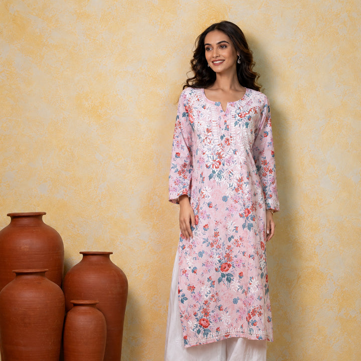 Mehek Baby Pink Mul Kurta
