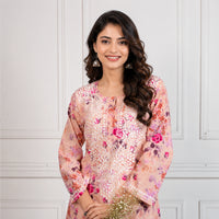 Mehek Pretty Peach Mul Kurta