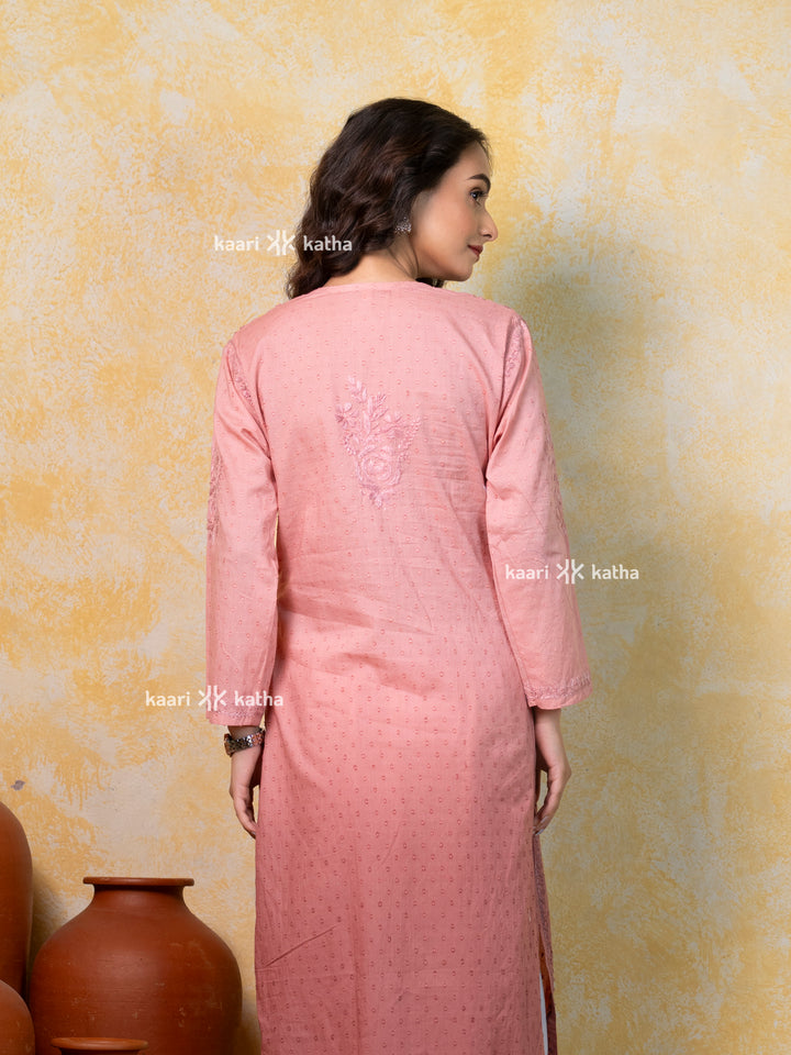 Monochrome Pink Dobby Kurta