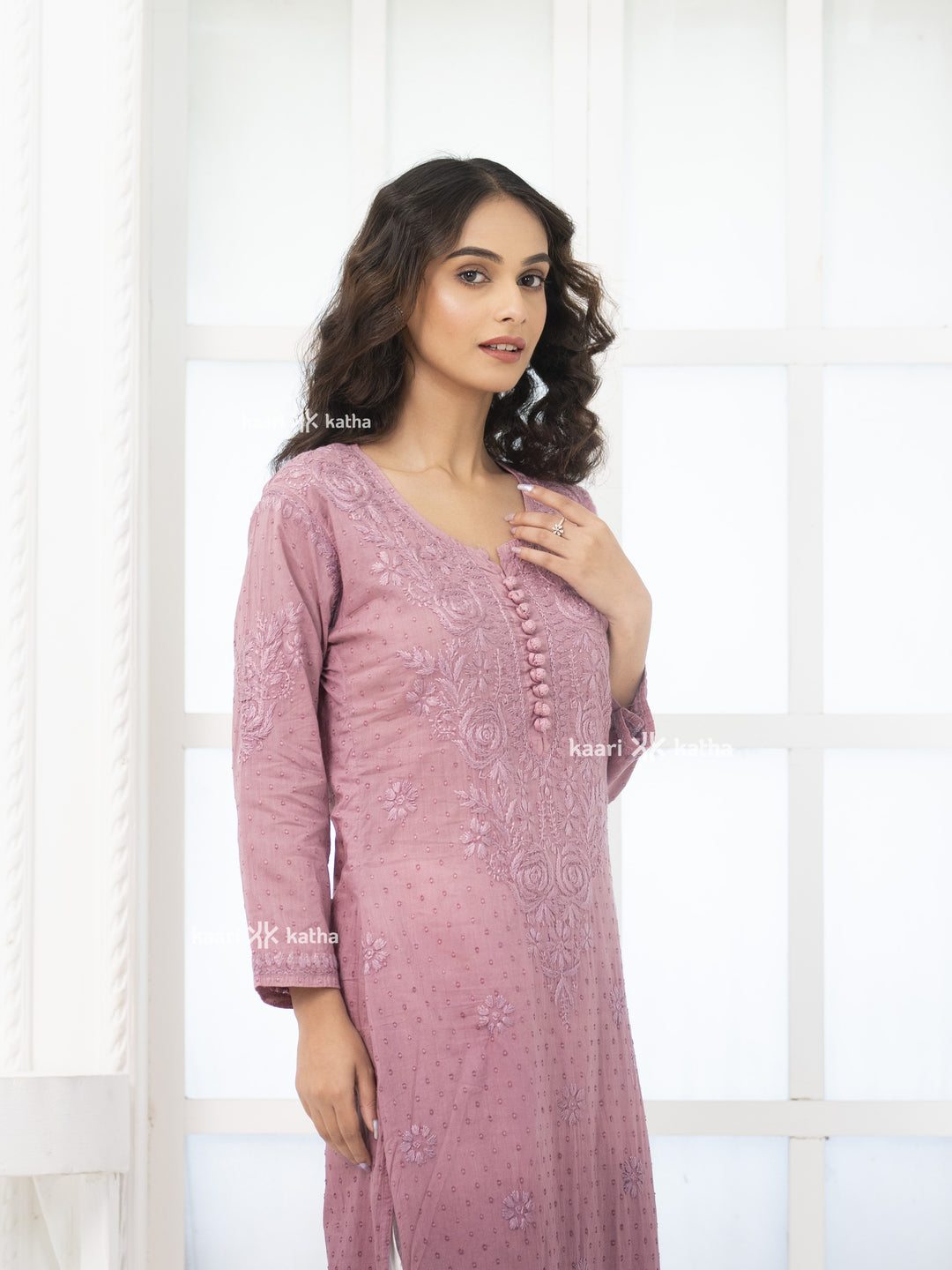 Monochrome Purple Dobby Kurta