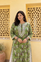 Nisha Forest Green Mul Kurta