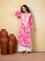 Breezy Hot Pink Mul Kurta