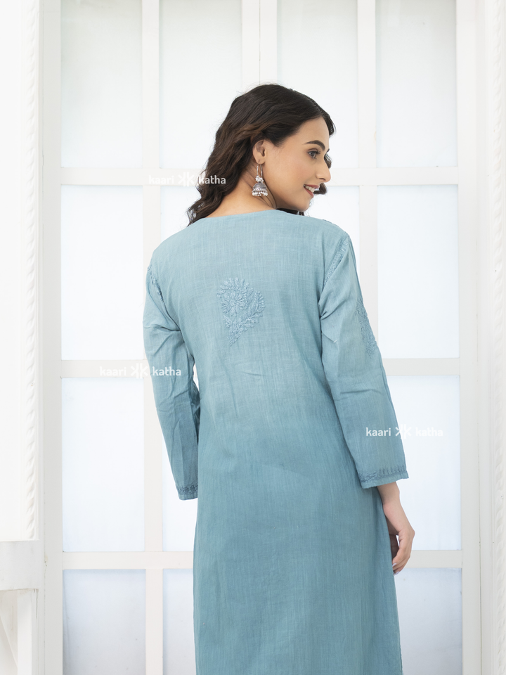 Sana Blue Linen Kurta