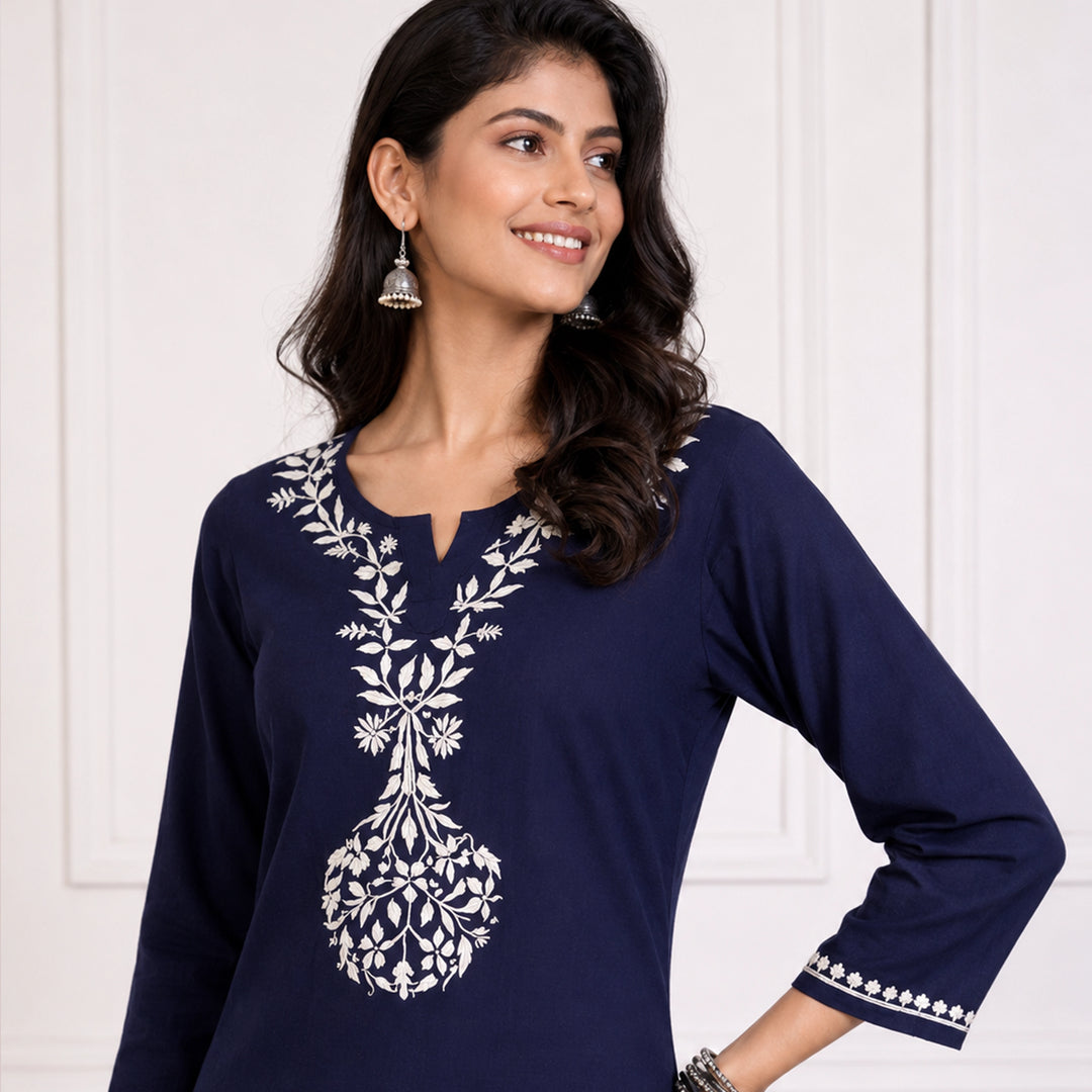 Zainab Blue Rayon Kurta Set