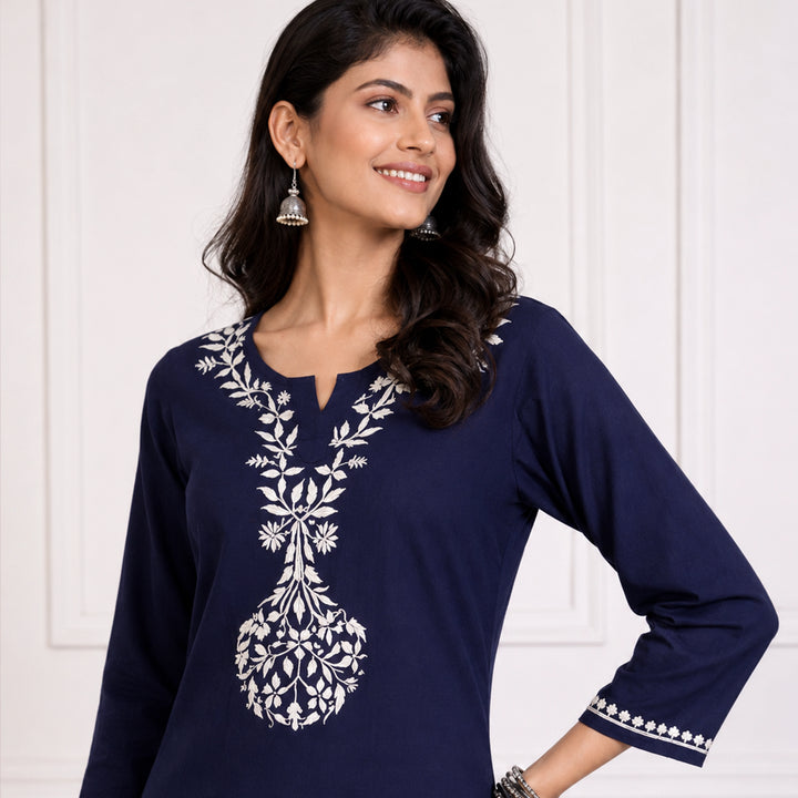 Zainab Blue Rayon Kurta Set