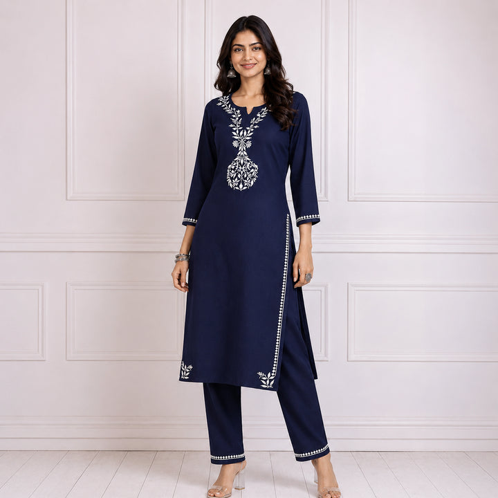 Zainab Blue Rayon Kurta Set
